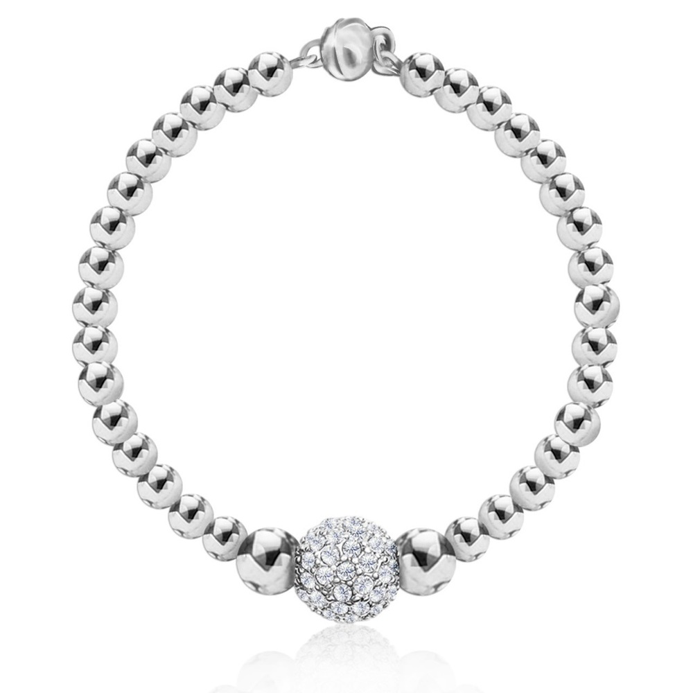 Swarovski Crystal Fireball Beaded Silver Bracelet